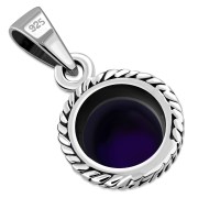 Amethyst Stone Round Silver Pendant, p115