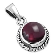 Garnet Stone Round Silver Pendant, p115