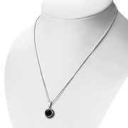 Black Onyx Round Silver Pendant, p115