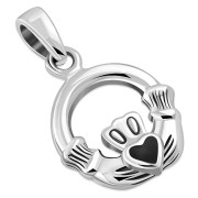 Tiny Claddagh Pendant w Black Onyx, p158