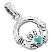 Tiny Claddagh Pendant w Turquoise, p158