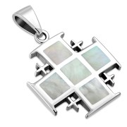Mother of Pearl Jerusalem Cross Silver Pendant, p167