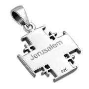 Mother of Pearl Jerusalem Cross Silver Pendant, p167