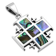 Abalone Jerusalem Cross Silver Pendant, p167