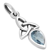 Blue Topaz CZ Tiny Celtic Trinity Knot Pendant, p346