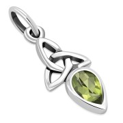 Peridot Tiny Celtic Trinity Knot Silver Pendant, p346