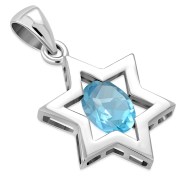 Blue Topaz Star David Pendant, p357