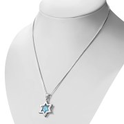 Blue Topaz Star David Pendant, p357