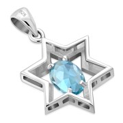 Blue Topaz Star David Pendant, p357