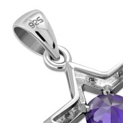 Amethyst CZ Star of David Silver Pendant, p357