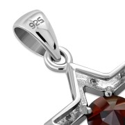 Garnet CZ Star of David Silver Pendant, p357