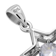 Clear CZ Star of David Silver Pendant, p357