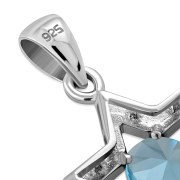 Blue Topaz CZ Star David Pendant, p357