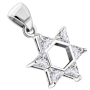 Tiny Star of David Silver Pendant w Clear CZ, p377