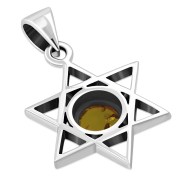Baltic Amber Star of David Silver Pendant, p378