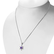 Amethyst Genuine Stone Star of David Silver Pendant, p378