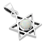 Synthetic Sun & Ice Opal Star of David Silver Pendant, p378