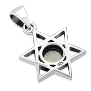 Synthetic Sun &#38; Ice Opal Star of David Silver Pendant, p378