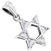 Medium Star David Pendant w Clear CZ, p411