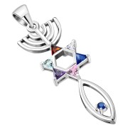 Mix Color CZ Messianic Seal of Jerusalem Pendant, p428