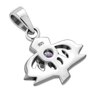 Silver Thistle Pendant set w/ Faceted Amethyst Stone P455ATF