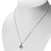 Tiny Silver Thistle Pendant set w Amethyst CZ, p455