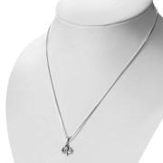 Tiny Silver Thistle Pendant set w Clear CZ, p455