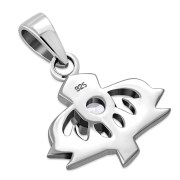 Tiny Silver Thistle Pendant set w Clear CZ, p455