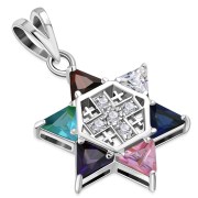 Silver Jerusalem Cross Star of David Pendant, p456
