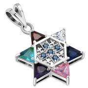 Jerusalem Cross Star David Silver Pendant, p456