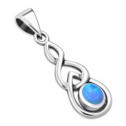 Silver Celtic Pendant set w/ Synthetic Azure Opal, p457