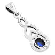 Silver Celtic Pendant set w/ Synthetic Azure Opal, p457