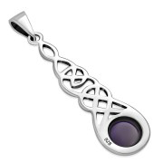 Long Celtic Pendant w Amethyst Genuine Stone, p459