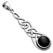 Long Celtic Pendant w Black Onyx, p459