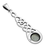 Long Celtic Pendant w Rainbow Moon Stone, p459