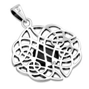 Round Celtic Knot Silver Pendant set w Black Onyx, p460