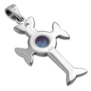 Synthetic Opal Trinity Knot Cross Silver Pendant, p463