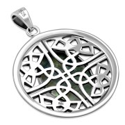 Round Celtic Knot Silver Pendant set w Oval Abalone, p470