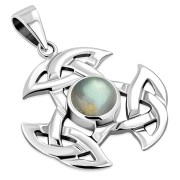 Celtic Silver Trinity Knot Pendant, set w Labradorite