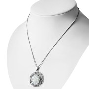 Large Mother of Pearl Celtic Silver Pendant, p476