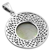 Large Mother of Pearl Celtic Silver Pendant, p476