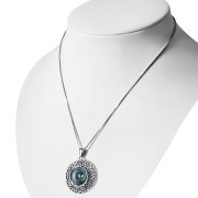 Round Celtic Abalone Shell Silver Pendant, p476