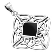 Black Onyx Celtic Sterling Silver Pendant, p477