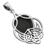 Large Black Onyx Celtic Silver Pendant, p478