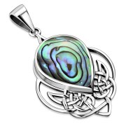 Large Abalon Shell Celtic Silver Pendant, p478