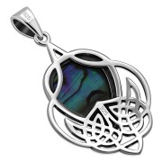 Large Abalon Shell Celtic Silver Pendant, p478