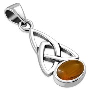 Baltic Amber Trinity Knot Silver Pendant, p479