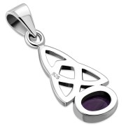Amethyst Genuine Stone Celtic Trinity Knot Silver Pendant, p479