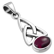 Garnet Celtic Trinity Knot Silver Pendant, p479