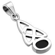 Black Onyx Celtic Trinity Knot Silver Pendant, p479